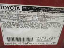1999 TOYOTA TACOMA SR5 BURGUNDY XTRA CAB 3.4L MT 4WD Z16500